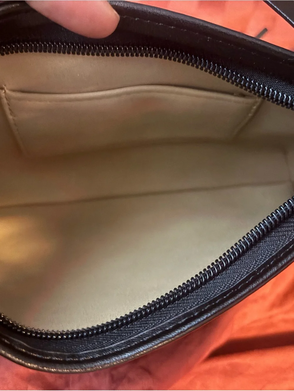 Michael Kors Black Leather Belt Bag with Cream Interior